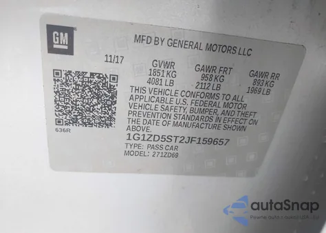 2018 Chevrolet Malibu Lt из США, поврежденный, VIN 1G1ZD5ST2JF159657